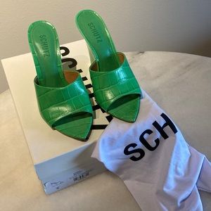 Schutz Luci Crocodile-Embossed Leather Wedge